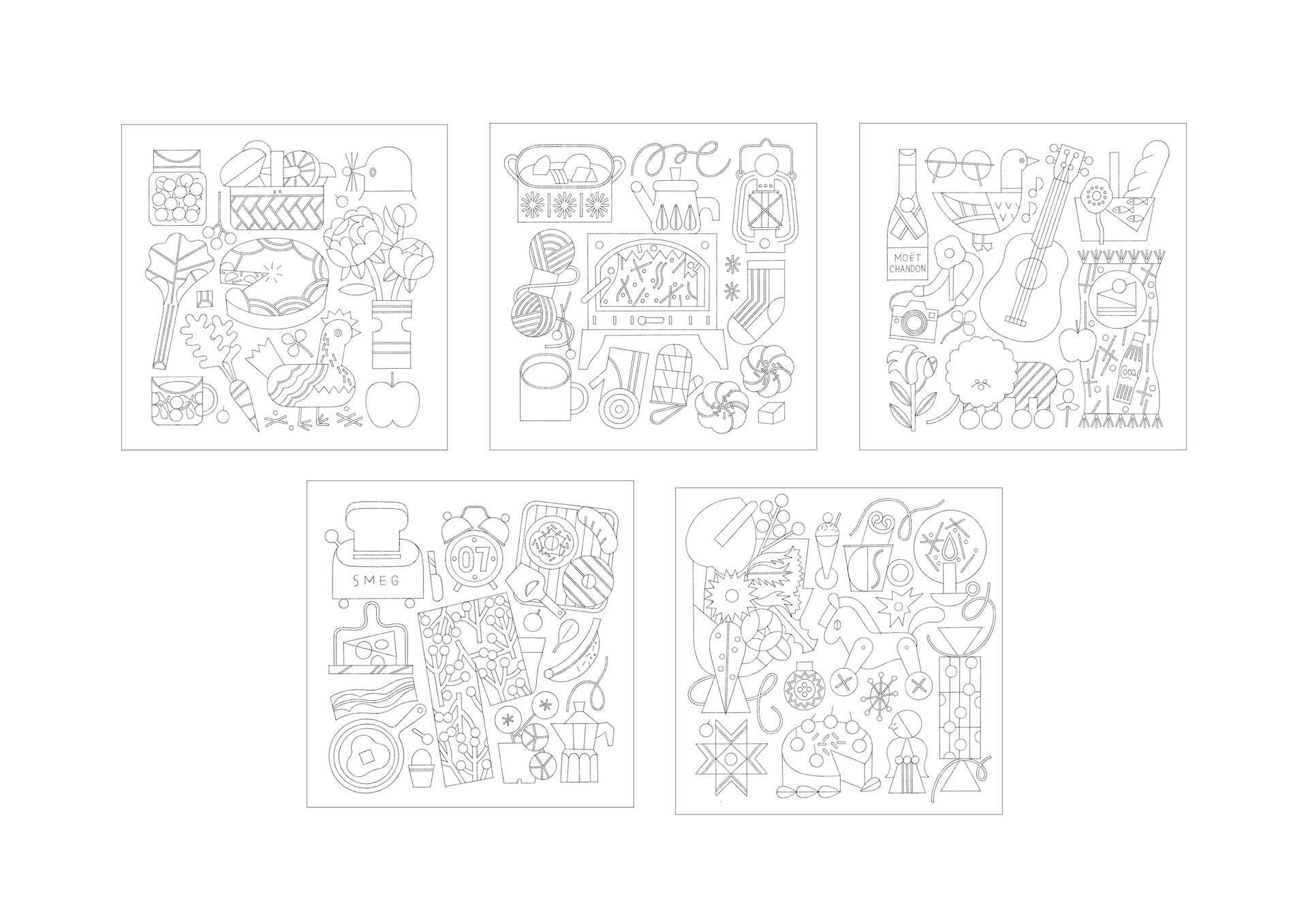 Everyday Objects, Digital Coloring Sheets